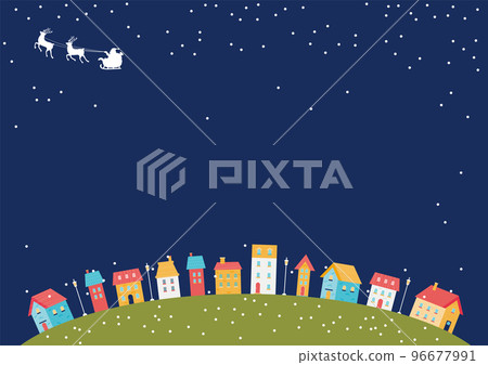 Santa Claus silhouette and cityscape background illustration 02 Santa Claus silhouette and cityscape background illustration 02 96677991