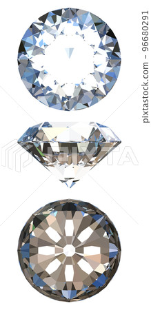Realistic brilliant cut diamond viewed from 3 directions vector illustration Realistic brilliant cut diamond viewed from 3 directions vector illustration 96680291