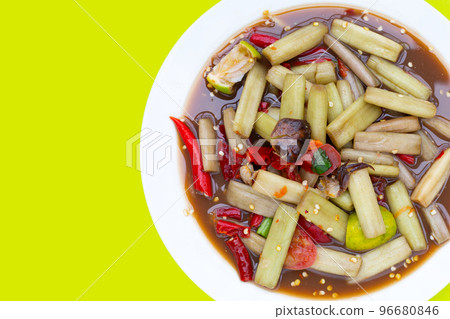 Lotus stem spicy salad. Thai food recipes 96680846