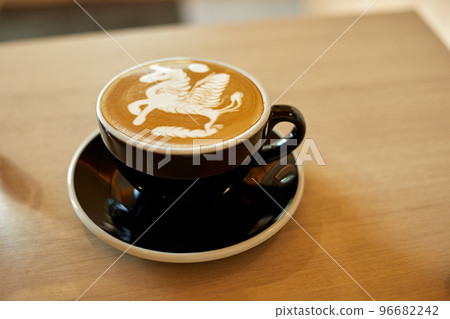 Selective focus cup of hot latte art coffee 96682242