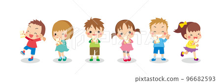 Illustration set of cute little children who are happy to receive New Year's money White background clip art vector 96682593