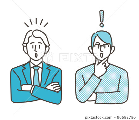Vector illustration set of a young man who notices and is surprised Vector illustration set of a young man who notices and is surprised 96682780