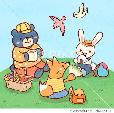 野餐的動物插圖 96683125