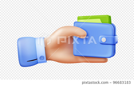 Hand with wallet with paper banknotes, money cash Hand with wallet with paper banknotes, money cash 96683183