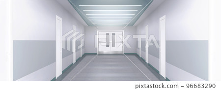 White empty corridor, 3d hospital or clinic hall 96683290