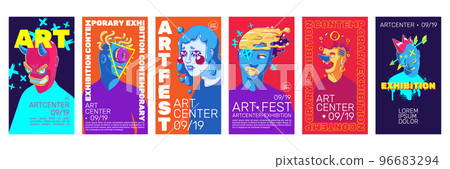 Art exhibition flyers with contemporary portraits Art exhibition flyers with contemporary portraits 96683294