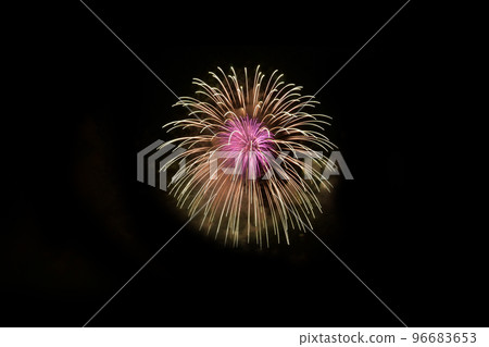 Isolated on black sky background. Isolated firework ready to use for decoration in any photograph ,poster, backdrop to celebrate the festival, Christmas,  New year and any events. 96683653