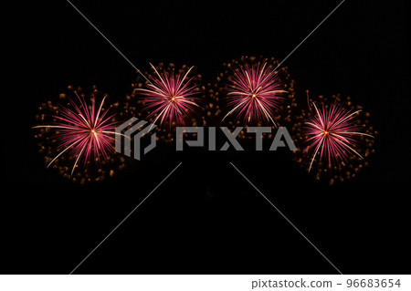 Isolated on black sky background. Isolated firework ready to use for decoration in any photograph ,poster, backdrop to celebrate the festival, Christmas,  New year and any events. 96683654