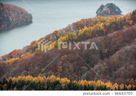 Lake Onogawa with fog in late autumn Lake Onogawa with fog in late autumn 96683705