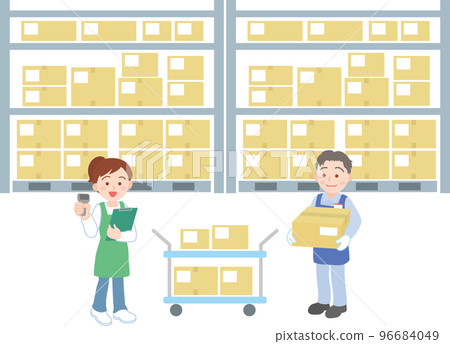 分揀揀貨工作_男女在取件點分揀行李 分揀揀貨工作_男女在取件點分揀行李 96684049