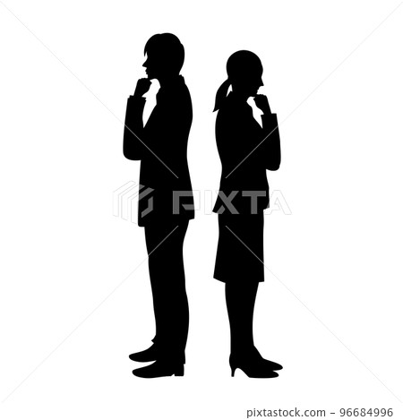 Silhouette illustration of men and women thinking 96684996