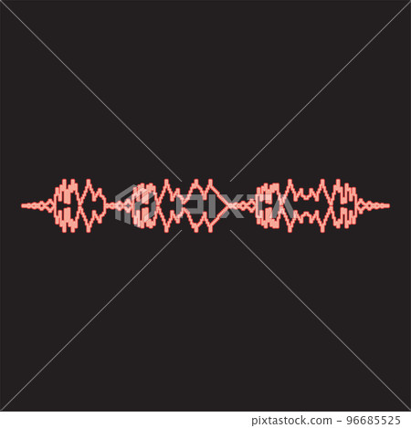 Neon soundtrack pulse music player audio wave equalizer element floating sound wave red color vector illustration image flat style 96685525