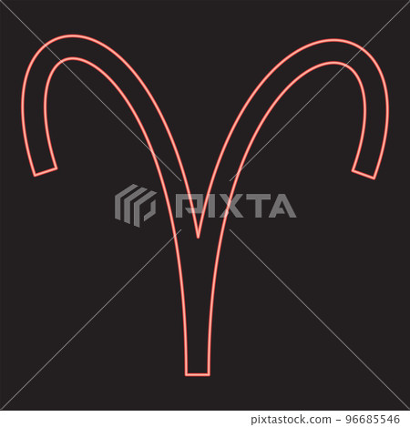 Neon aries symbol red color vector illustration image flat style Neon aries symbol red color vector illustration image flat style 96685546
