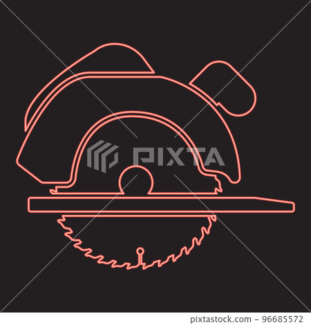 Neon manual circular saw red color vector illustration image flat style Neon manual circular saw red color vector illustration image flat style 96685572