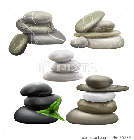 spa stone zen pebble set realistic vector 96685779