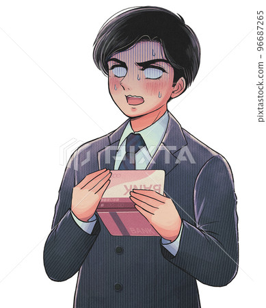 Ghan...我沒有錢...拿著存摺的窮上班族插畫 Ghan...我沒有錢...拿著存摺的窮上班族插畫 96687265