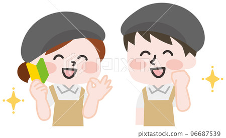 帶有初學者標記的餐廳工作人員 96687539