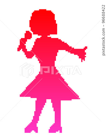 像素圖_歌唱女剪影(紅) 像素圖_歌唱女剪影(紅) 96688422