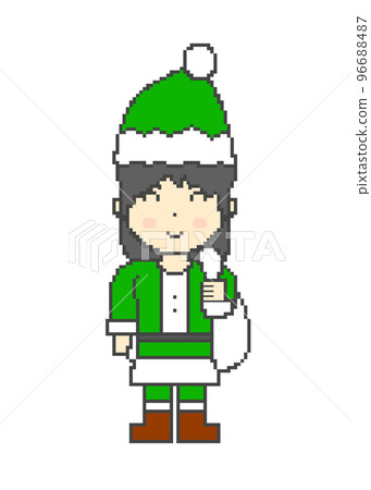 Pixel picture _ Smiling Santa Claus woman (green) Pixel picture _ Smiling Santa Claus woman (green) 96688487