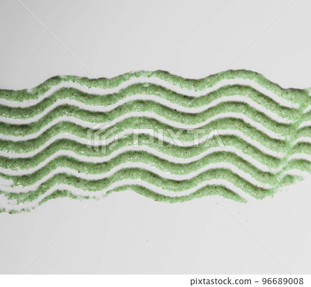 Creamy natural green scrub on white Isolated background. Swatch. Liquid cosmetic, smudge striped texture 96689008