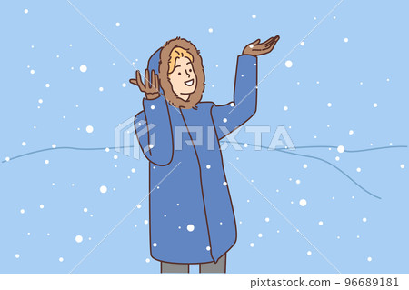 Happy child enjoy snow outdoors 96689181