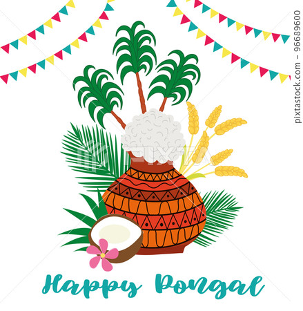 illustration of Happy Pongal greeting background illustration of Happy Pongal greeting background 96689600