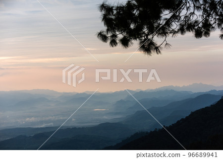 Beautiful mountain and morning sunrise over the sea of mist. Mon Sone View point , Doi Pha Hom Pok National Park in Chiang Mai,Thailand. Beautiful mountain and morning sunrise over the sea of mist. Mon Sone View point , Doi Pha Hom Pok National Park in Chiang Mai,Thailand. 96689941