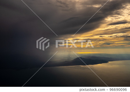 Aerial view landscape of Nakhon Si Thammarat city in Thailand with cloud from aerial view airplane. 96690096