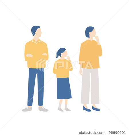 Whole body image of thinking nuclear family 96690601