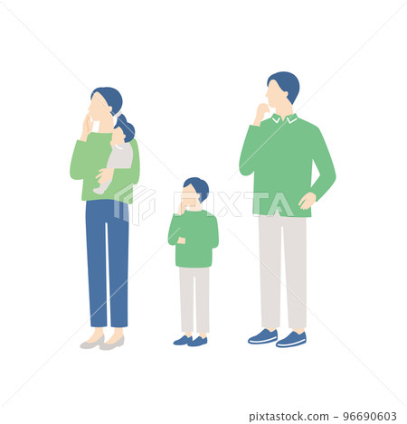 Whole body image of thinking nuclear family 96690603
