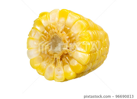 Boiled corn close-up isolated on white background. (clipping path) 96690813