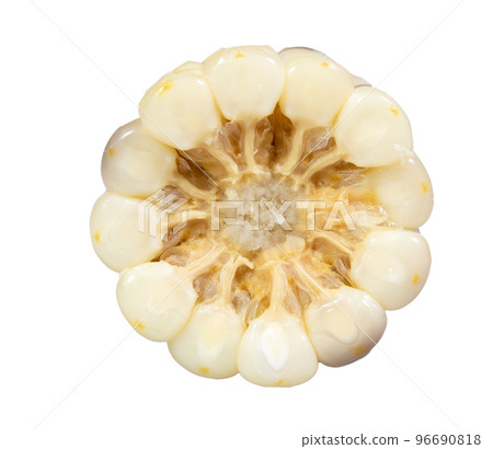 Boiled corn close-up isolated on white background. (clipping path) 96690818