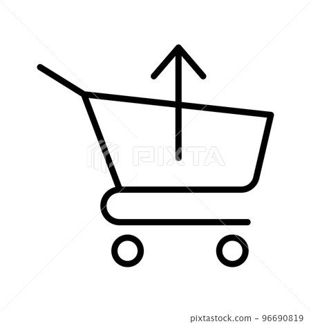 Upward arrow, shopping cart icon. Trolley with upward arrow. 96690819