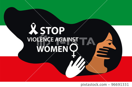 protest iranian women illustration design and shouts stop violence protest iranian women illustration design and shouts stop violence 96691331