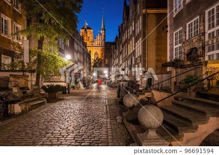 Mariacka Street By Night In Gdansk Old Town 96691594