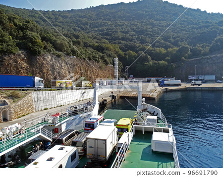 Ferryboat Valbiska-Merag, connection from the shore to Krk island, Croatia Ferryboat Valbiska-Merag, connection from the shore to Krk island, Croatia 96691790