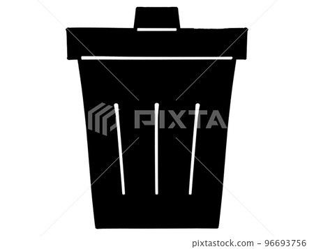 鬆散的黑色塑料桶垃圾桶插畫素材 96693756