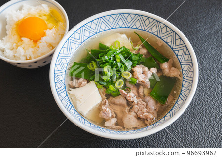 Meat soup and egg over rice Meat soup and egg over rice 96693962