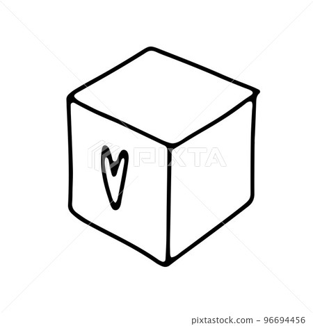 Cute doodle Gift box with heart sticker Cute doodle Gift box with heart sticker 96694456