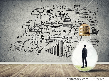 Businessman trapped in bulb Businessman trapped in bulb 96694749