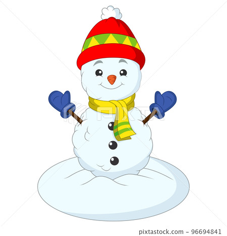 Cartoon snowman on white background 96694841