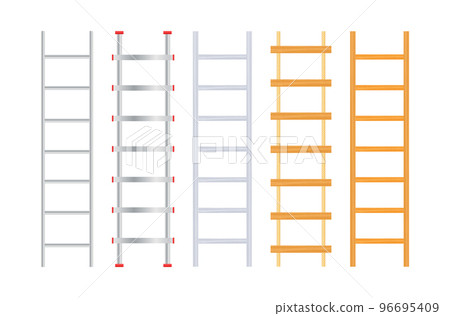 Wooden Stairs. Step ladder. Household tools. Vector stock illustration. 96695409