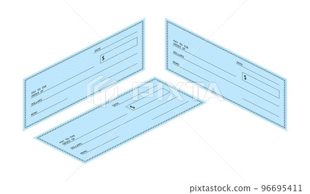 Blank Check. Financial Payment. Chequebook template. Vector stock illustration. 96695411