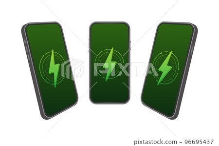 Phone charging. Smartphone Charger. Battery charging. Vector stock illustration. 96695437