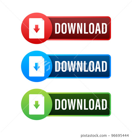Download file icon. Document downloading concept. Trendy flat design graphic with long shadow. Vector illustration. 96695444