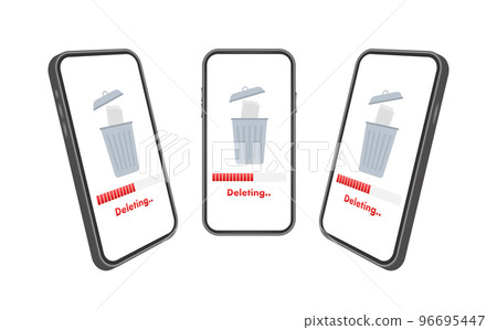 Process Delete file in paper. Remove document on smartphone screen. Vector stock illustration. 96695447