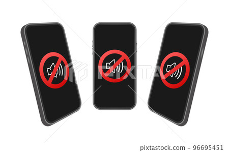 No sound phone. Telephone call. Cell phone vector icon. Device icon. Vector stock illustration. No sound phone. Telephone call. Cell phone vector icon. Device icon. Vector stock illustration. 96695451