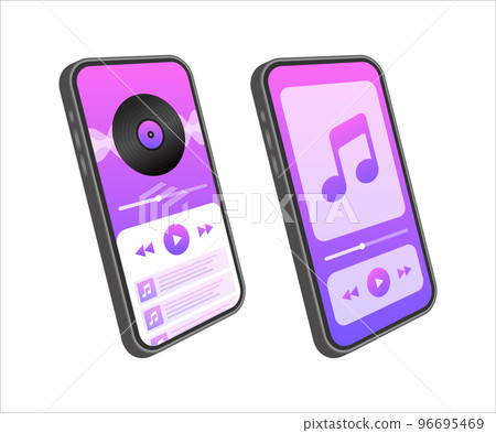 Mobile Application Interface. Music Player. Music app. Vector stock Illustration. 96695469