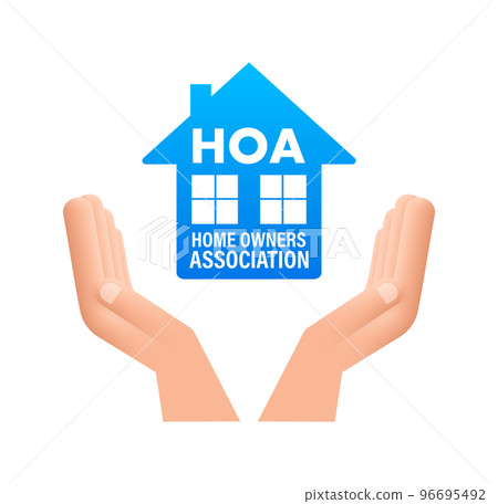 HOA - home owners association. House icon, label. Vector stock illustration 96695492