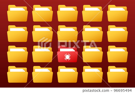 Computer virus infect files. Malware, hacker attack. Vector stock illustration. Computer virus infect files. Malware, hacker attack. Vector stock illustration. 96695494